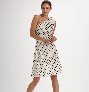 Carolina Herrera One-Shoulder Polka Dot Dress 